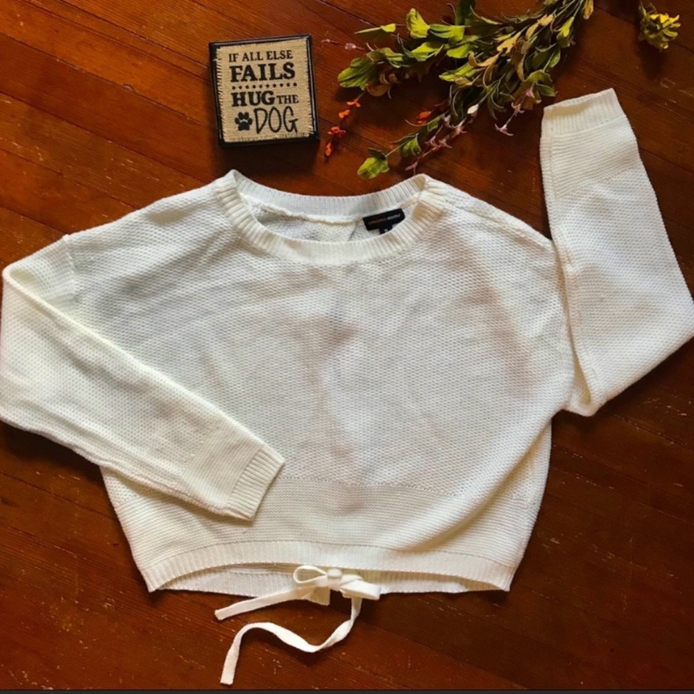 Ambiance Apparel Loose Knit Back Tie Sweater